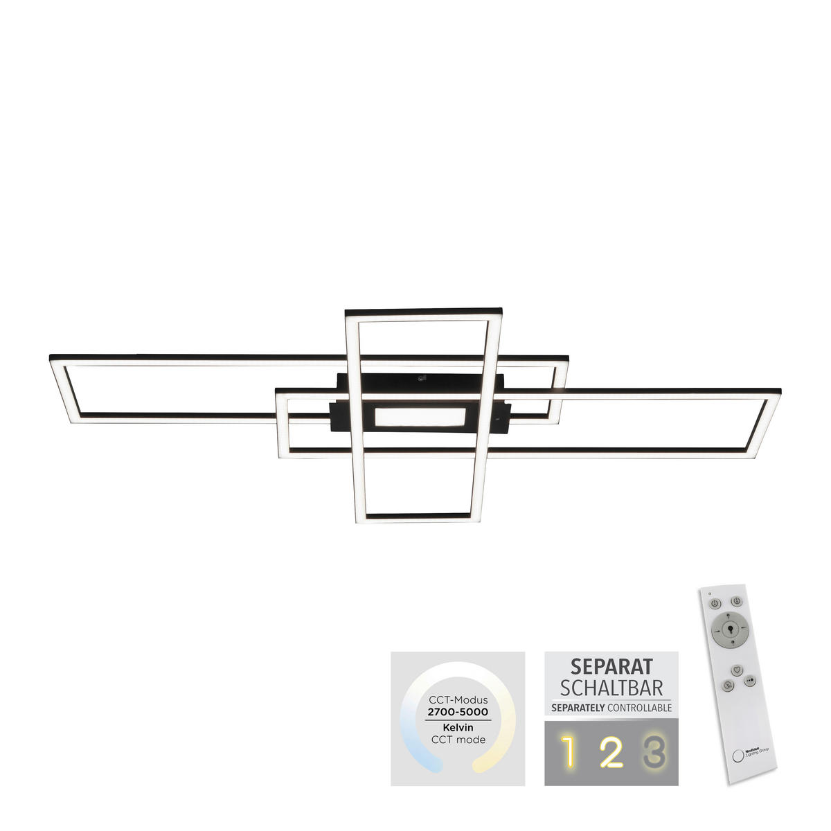 LED SVJETILJKA STROPNA Asmin  - crna, Trend, metal/plastika (99,2/69,4/5,1cm)