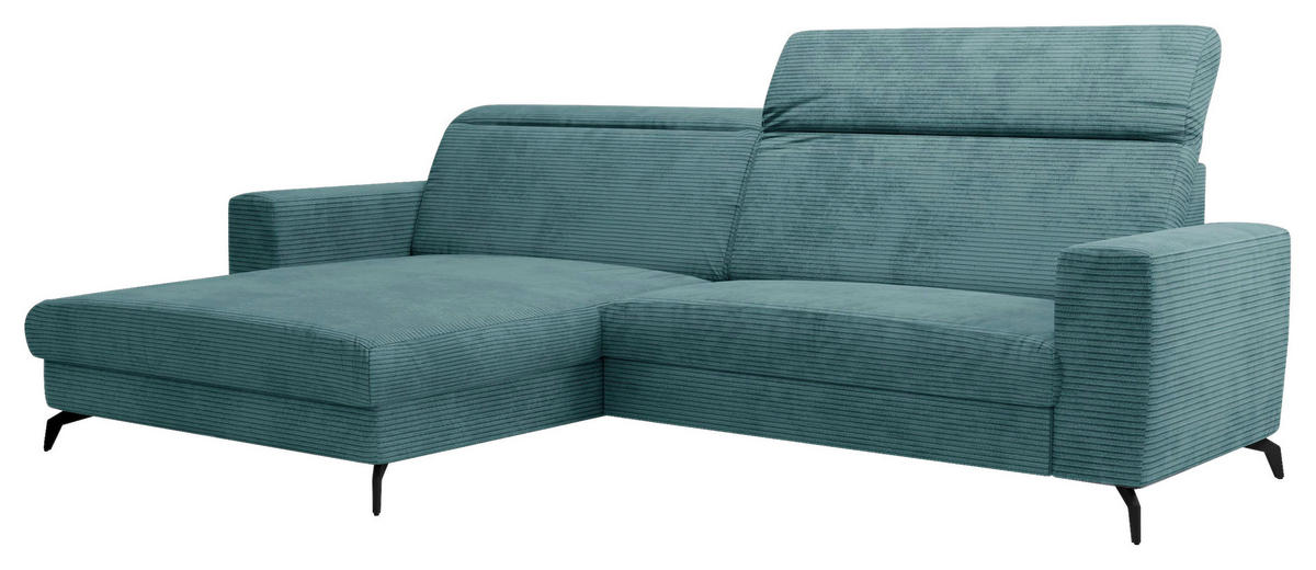 ECKSOFA in Cord Petrol  - Petrol/Schwarz, Konventionell, Textil/Metall (178/290cm) - Sit & More