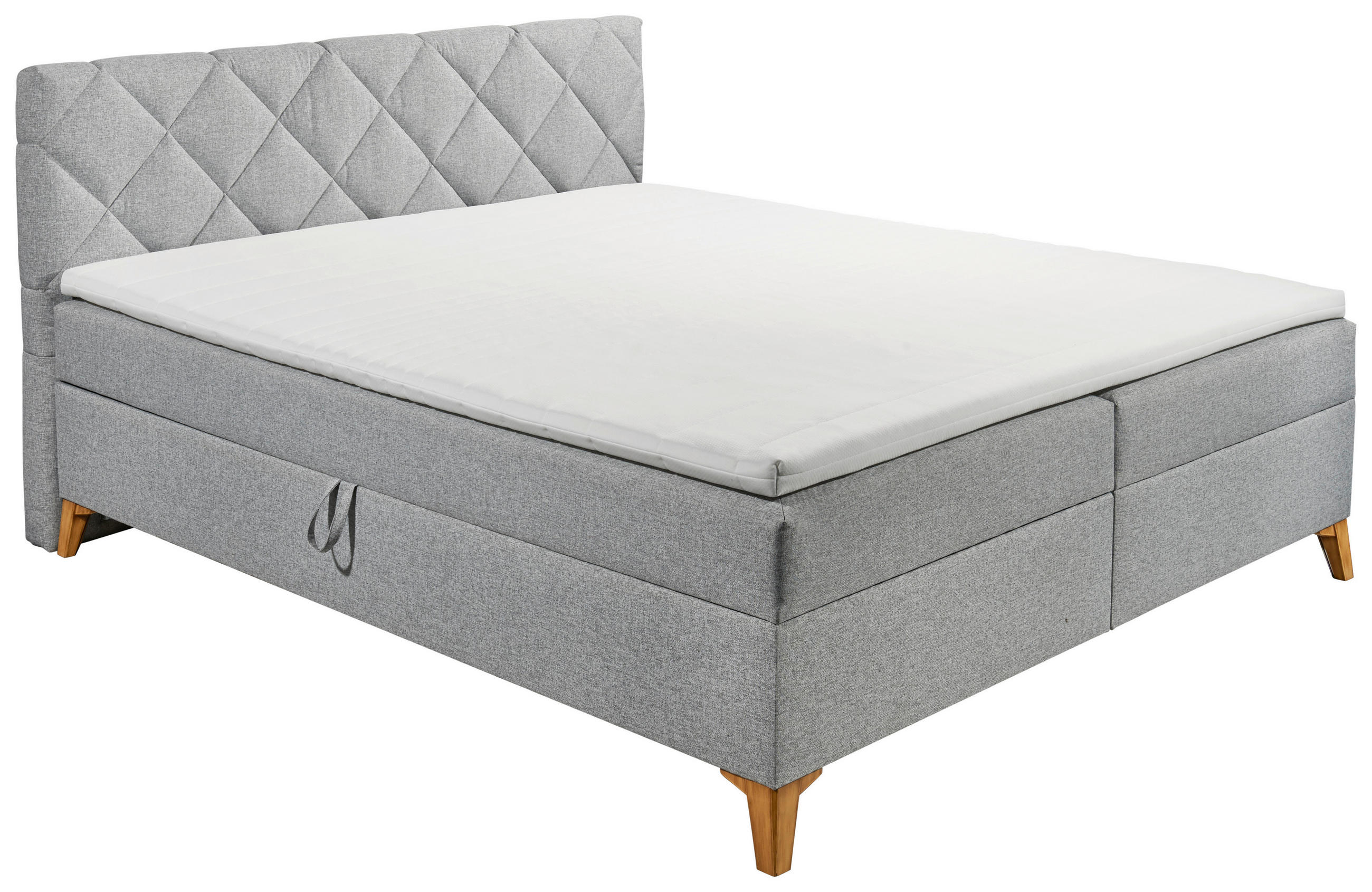 BOX-ÁGY 180/200 cm  világosszürke  - világosszürke/tölgyfa színű, Lifestyle, műanyag/faalapú anyag (180/200cm) - Carryhome