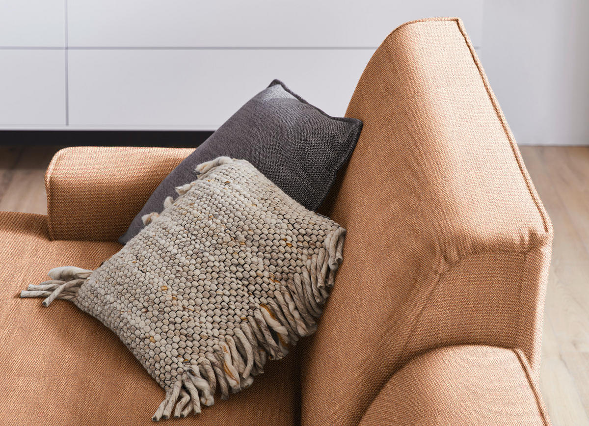 ECKSOFA in Flachgewebe Rostfarben  - Rostfarben/Schwarz, Design, Textil/Metall (190/285cm) - Johann Jakob