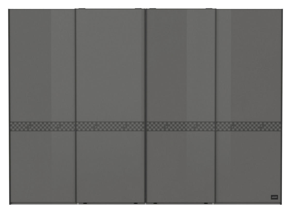 SCHWEBETÜRENSCHRANK 330/236/67 cm 4-türig Dunkelgrau  - Schieferfarben/Dunkelgrau, Design, Glas/Holzwerkstoff (330/236/67cm) - Joop!