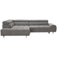 ECKSOFA in Webstoff Dunkelgrau  201/295 cm  - Dunkelgrau/Silberfarben, Design, Textil/Metall (201/295cm) - Hom`in