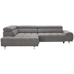 ECKSOFA in Webstoff Dunkelgrau  201/295 cm  - Dunkelgrau/Silberfarben, Design, Textil/Metall (201/295cm) - Hom`in