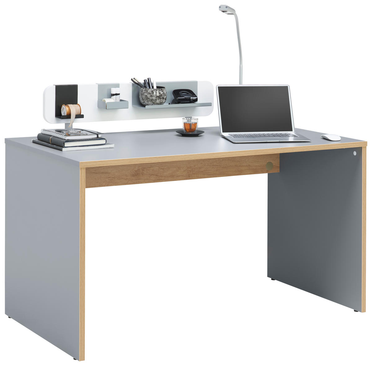 SCHREIBTISCH 130/70/72,7 cm Grau, Eichefarben  - Eichefarben/Grau, Modern, Holz/Holzwerkstoff (130/70/72,7cm) - Paidi