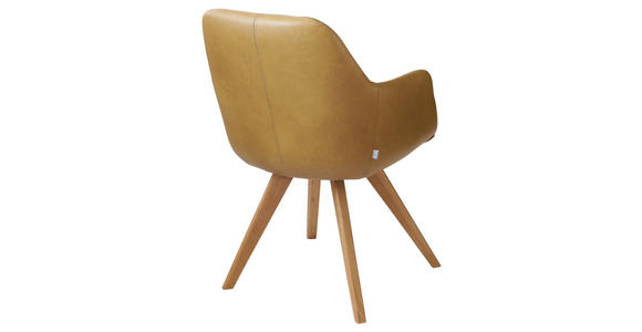 ARMLEHNSTUHL in Echtleder pigmentiert - Eichefarben/Cognac, Design, Leder/Holz (57/85,5/65cm) - Voleo
