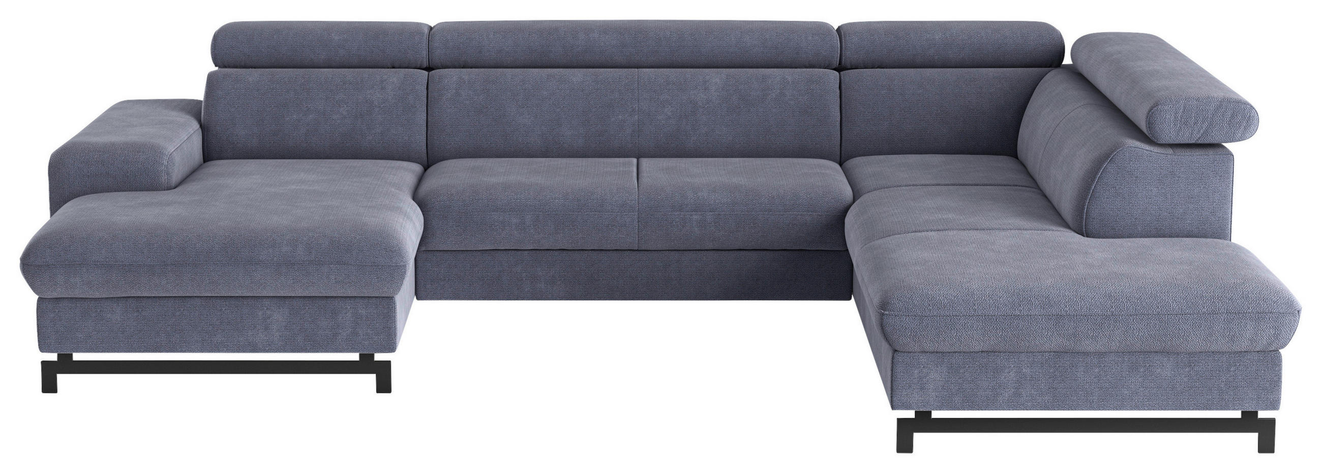WOHNLANDSCHAFT Blau Chenille  - Blau/Schwarz, Textil/Metall (165/328/215cm) - MID.YOU