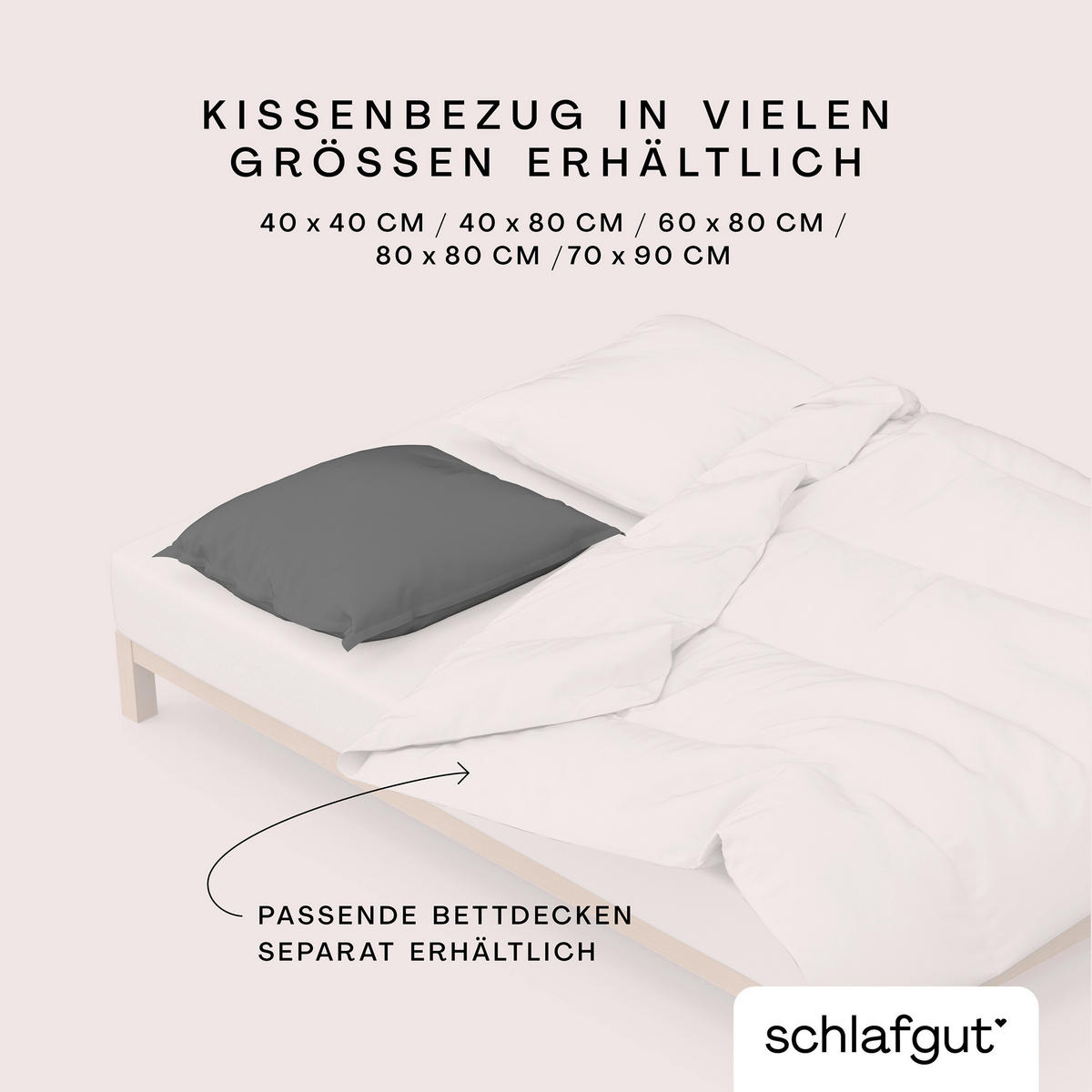 KOPFKISSENBEZUG WOVEN SATIN 80/80 cm  - Grau, Basics, Textil (80/80cm) - Schlafgut
