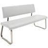 SITZBANK 175/86/59 cm Echtleder Weiß, Edelstahlfarben  - Edelstahlfarben/Weiß, Design, Leder/Metall (175/86/59cm) - Livetastic
