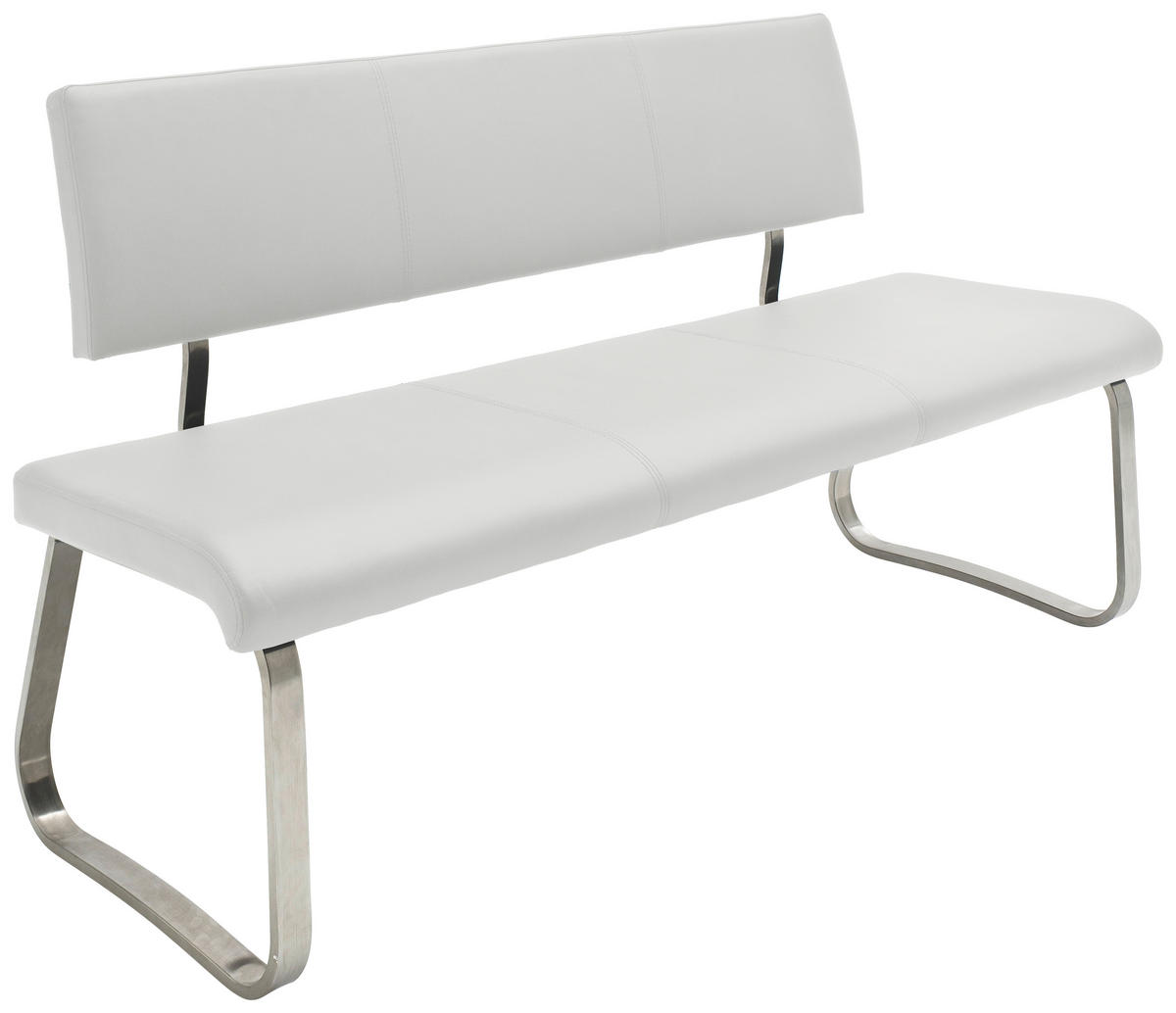 SITZBANK in Metall, Kunststoff Weiss, Edelstahlfarben  - Weiss/Edelstahlfarben, Design, Kunststoff/Metall (155/86/59cm) - Livetastic