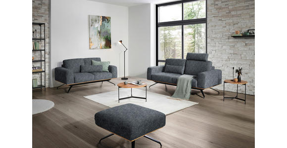 2-SITZER-SOFA in Struktur Dunkelgrau - Dunkelgrau/Schwarz, Design, Holz/Textil (166/85-104/95cm) - Novel