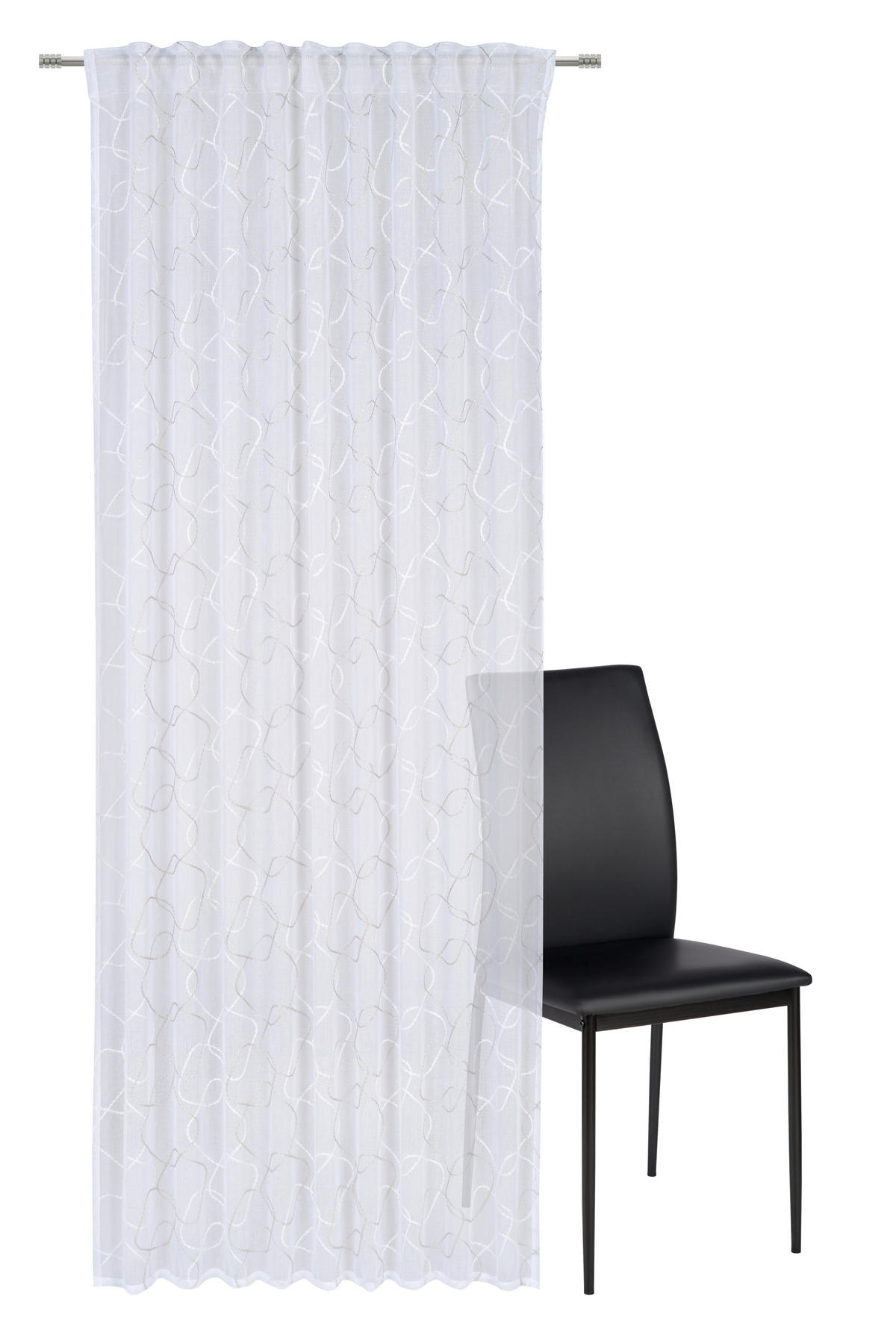 GOTOVA ZAVESA bela, svetlosiva - bela/svetlosiva, Konvencionalno, tekstil (140/245cm) - Esposa