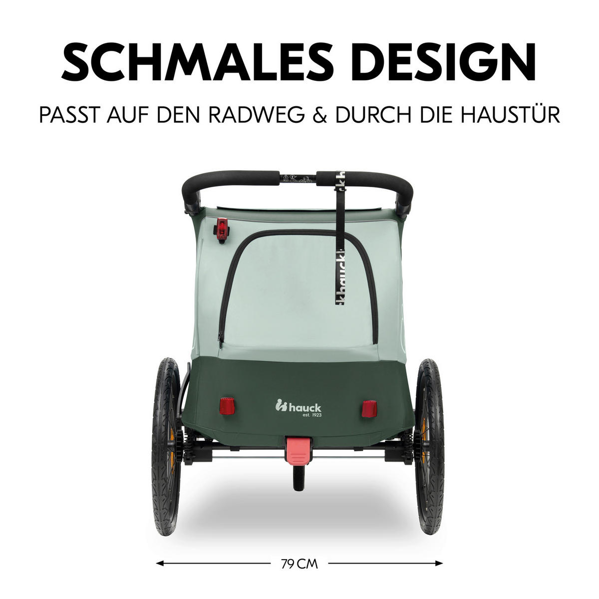 FAHRRADANHÄNGER   Dryk Duo Plus  - Dunkelgrün/Schwarz, Basics, Kunststoff/Textil (79/107/114cm) - Hauck