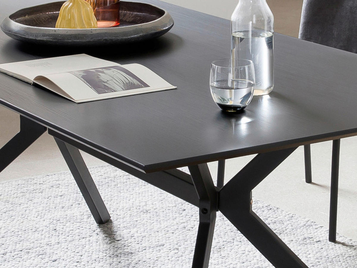 ESSTISCH in Metall, Holzwerkstoff 180/90/75 cm  - Dunkelgrau/Schwarz, Design, Holzwerkstoff/Metall (180/90/75cm) - Livetastic