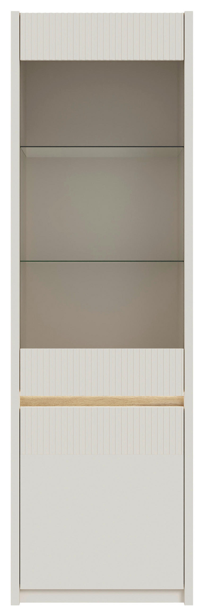 VITRINA, barve hrasta, peščene barve - barve hrasta/peščene barve, Design, steklo/leseni material (60,6/197,9/41,7cm) - Hom`in