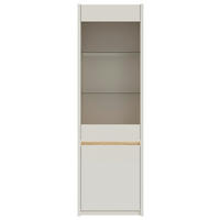 VITRINA, barve hrasta, peščene barve - barve hrasta/peščene barve, Design, steklo/leseni material (60,6/197,9/41,7cm) - Hom`in
