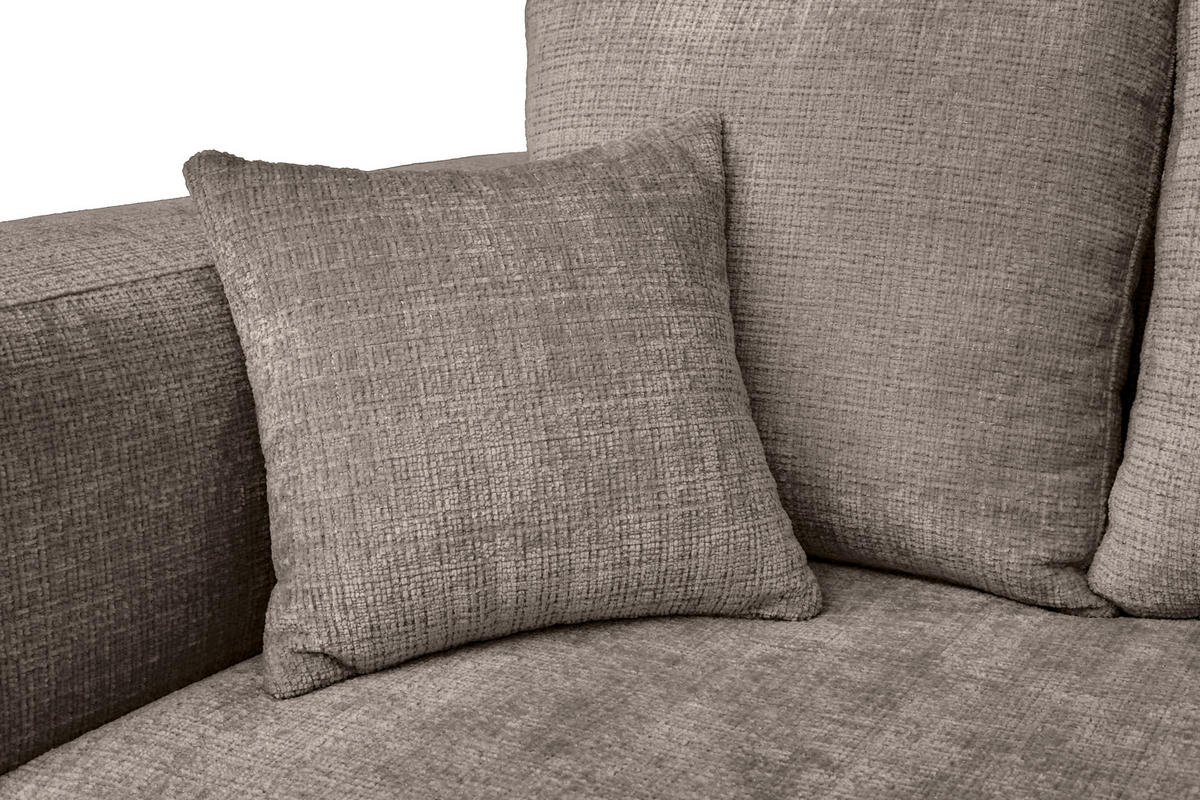 ECKSOFA Taupe Chenille Zierkissen, Rückenkissen, Rücken echt  - Taupe/Schwarz, MODERN, Kunststoff/Textil (276/188cm) - Milino