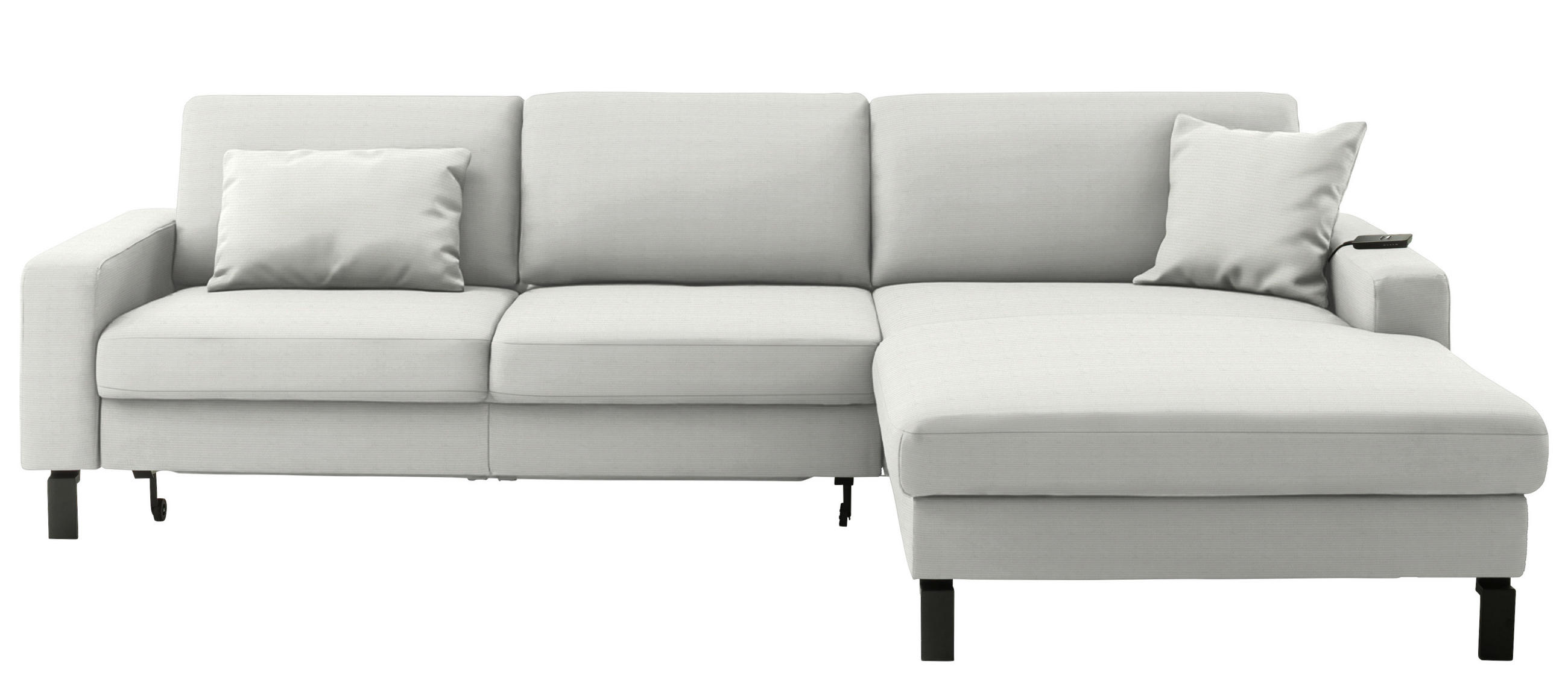 ECKSOFA Cord Weiss  - Weiss/Schwarz, Design, Textil/Metall (298/185cm) - Pure Home Lifestyle