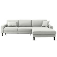 ECKSOFA Cord Weiss  - Weiss/Schwarz, Design, Textil/Metall (298/185cm) - Pure Home Lifestyle