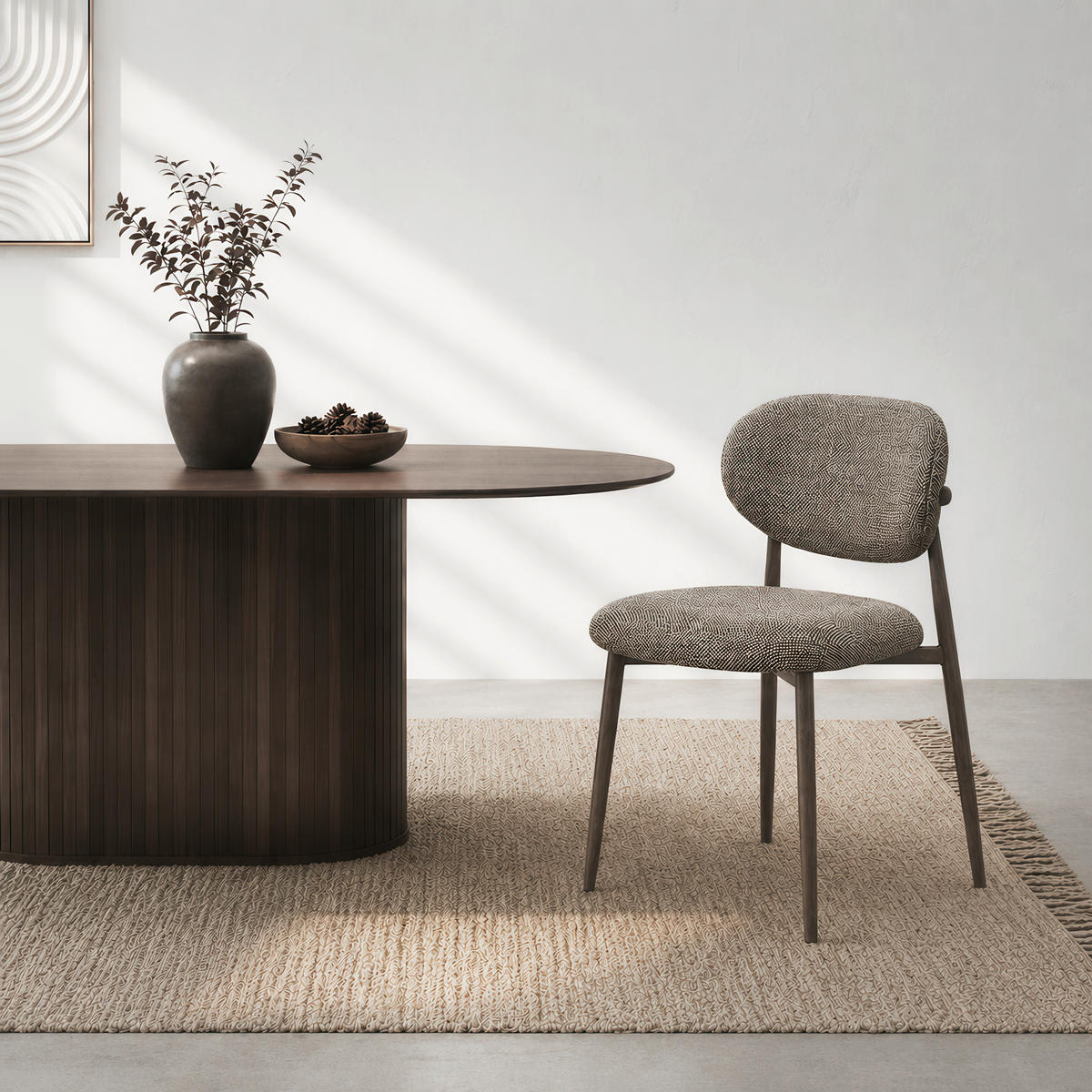 STUHL  Stoffauswahl Webstoff  Braun, Nussbaumfarben  - Nussbaumfarben/Braun, Design, Textil/Metall (53/79/58cm) - Novel