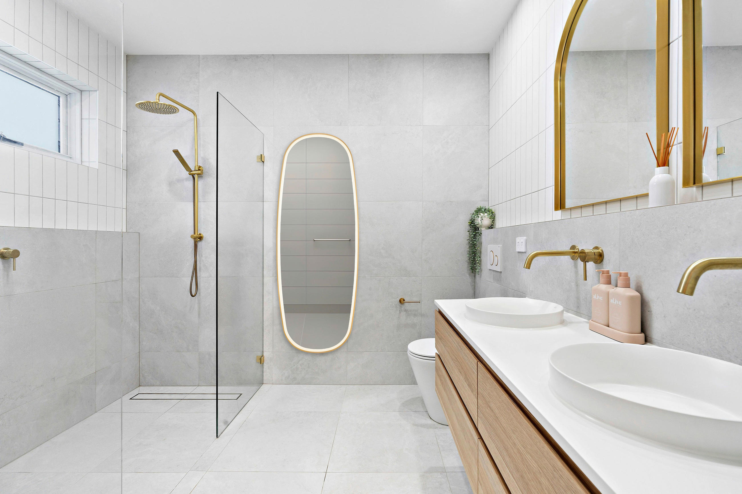 BADEZIMMERSPIEGEL 60/160/4 cm  - Goldfarben/Schwarz, MODERN, Glas/Metall (60/160/4cm)
