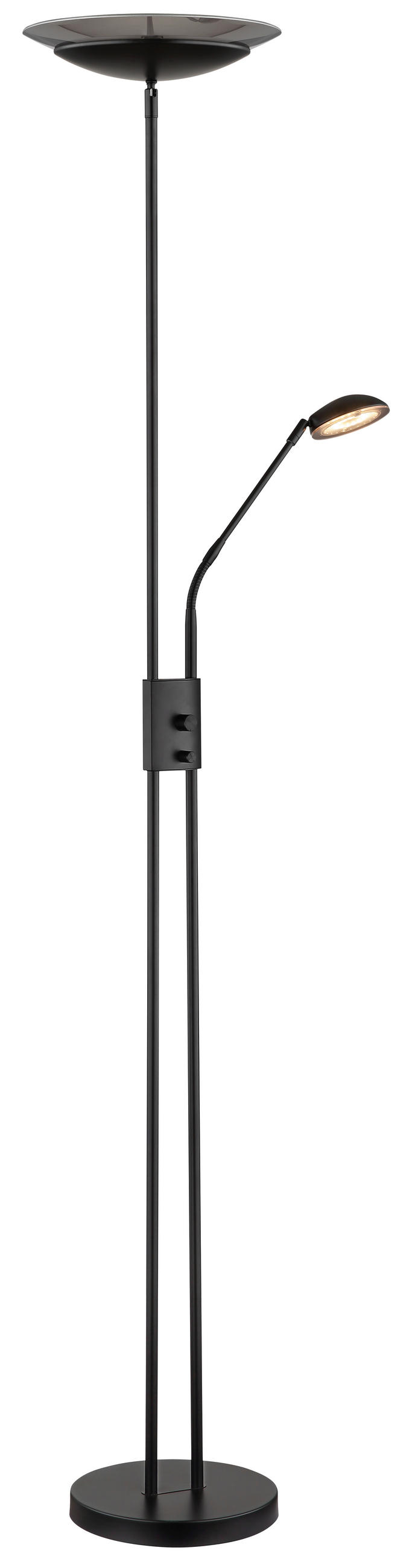 LED-STEHLEUCHTE - Schwarz, Konventionell, Glas/Kunststoff (30/178,5cm) - Globo