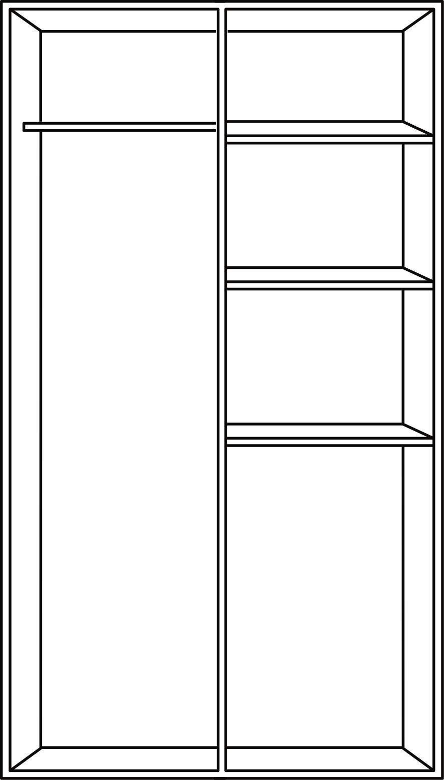 KLEIDERSCHRANK 2-türig Weiß, Eichefarben - Eichefarben/Alufarben, KONVENTIONELL, Holzwerkstoff/Kunststoff (91/199/58cm) - Carryhome