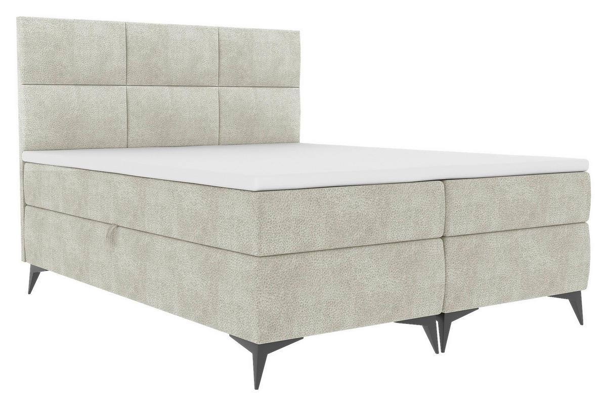 BOXBETT 180/200 cm  in Hellgrau  - Hellgrau/Schwarz, KONVENTIONELL, Textil/Metall (180/200cm) - Carryhome