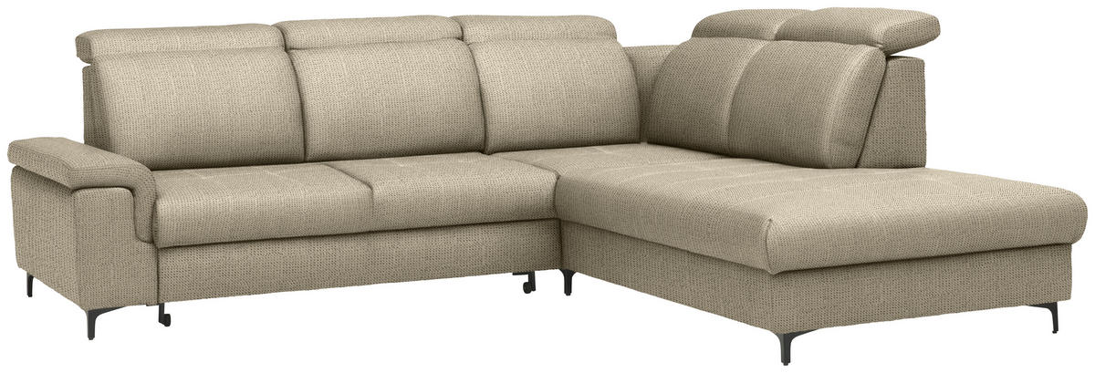 ECKSOFA Struktur Beige  - Beige/Schwarz, Design, Textil/Metall (292/270cm) - Stylife