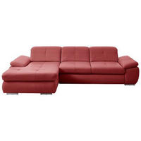 ECKSOFA in Echtleder Rot  195/321 cm  - Edelstahlfarben/Rot, Design, Leder/Metall (195/321cm) - Beldomo Speed