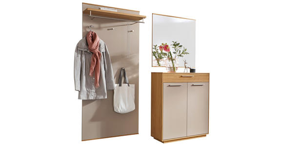 GARDEROBE 3-teilig in 180/195/37 cm - Taupe/Eichefarben, Design, Holz/Holzwerkstoff (180/195/37cm) - Novel