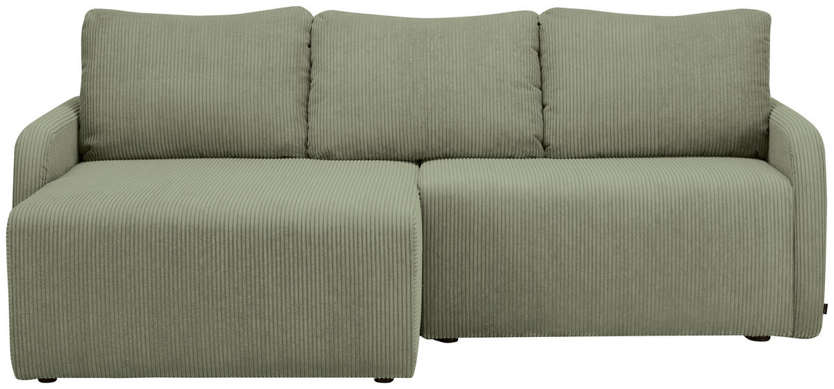 ECKSOFA Salbeigrün Cord  - Salbeigrün/Schwarz, KONVENTIONELL, Kunststoff/Textil (217/146cm) - Carryhome