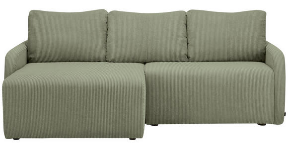 ECKSOFA Olivgrün Cord - Schwarz/Olivgrün, KONVENTIONELL, Kunststoff/Textil (217/146cm) - Carryhome