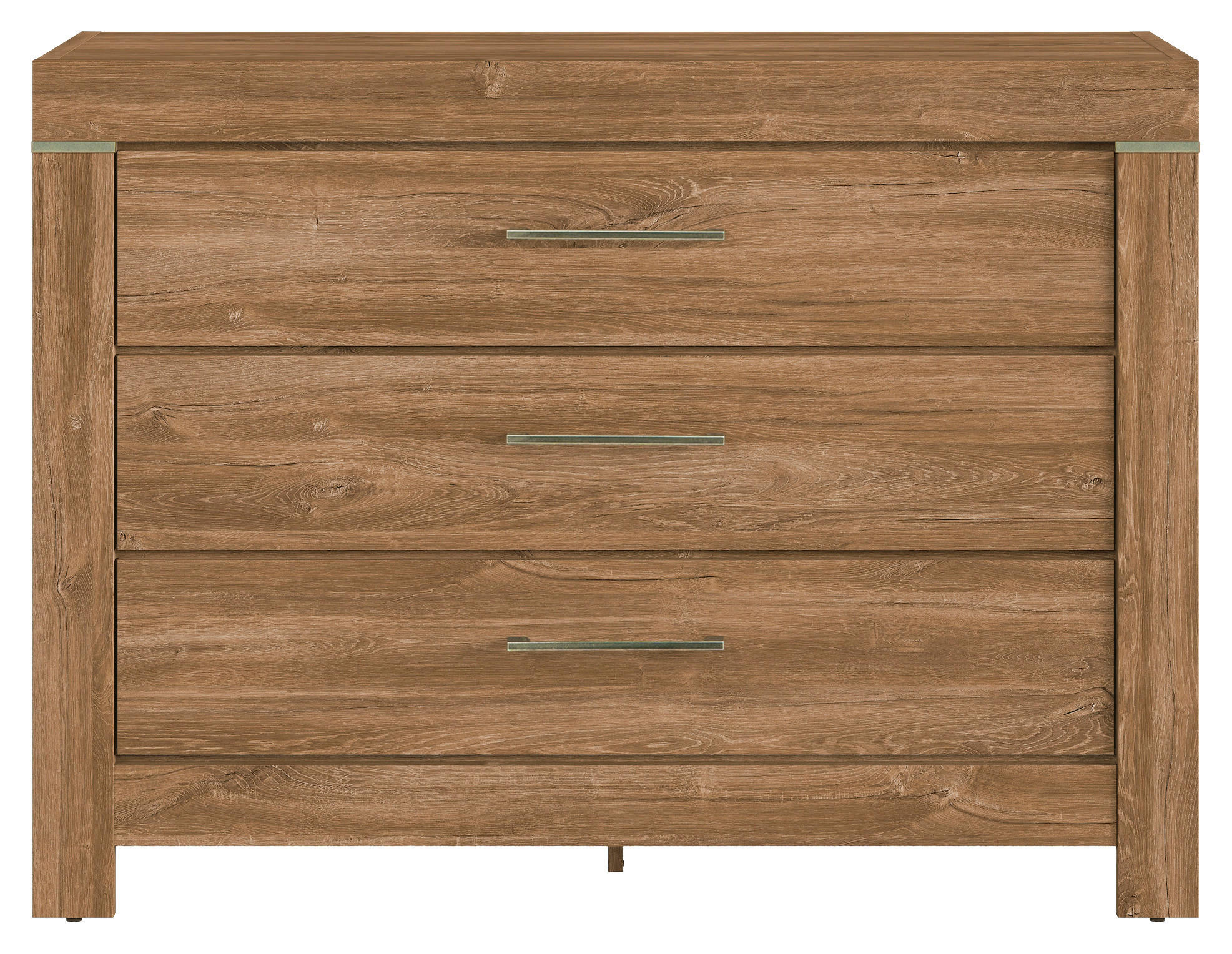 KOMODA  115/85/45 cm  boja hrasta  - boja nikla/boja hrasta, Dizajnerski, metal/pločasti materijal (115/85/45cm) - Welnova