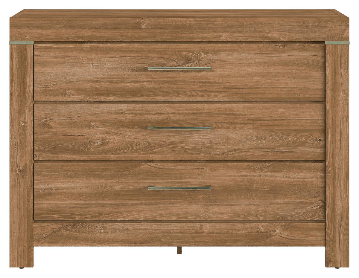 KOMODA, barvy dubu, 115/85/45 cm - barvy dubu/barvy niklu, Design, kov/kompozitní dřevo (115/85/45cm) - Welnova
