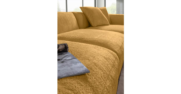 ECKSOFA  in Chenille Senfgelb  323/178 cm  - Senfgelb/Schwarz, MODERN, Kunststoff/Textil (323/178cm) - Carryhome