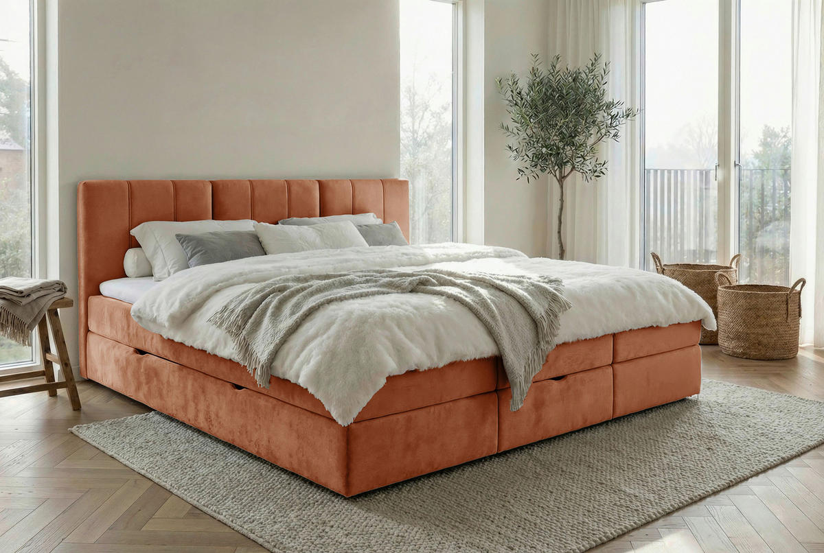 FAMILIENBETT - Rotbraun/Schwarz, Design, Holzwerkstoff/Kunststoff (210/200cm) - Esposa