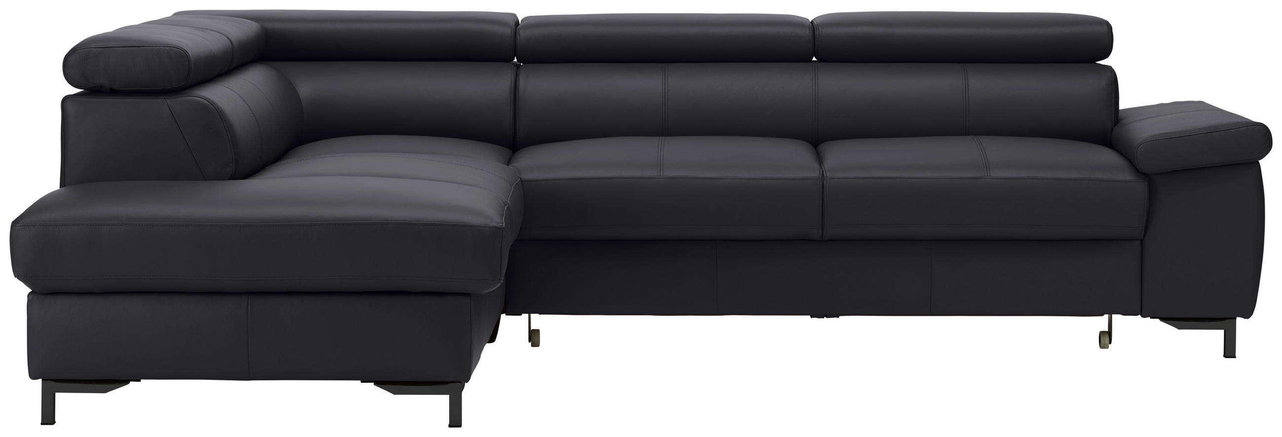 ECKSOFA in Echtleder Schwarz  213/268 cm  - Schwarz, Design, Leder/Metall (213/268cm) - Stylife
