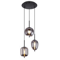 ZÁVĚSNÉ SVÍTIDLO, 46/120 cm  - šedá/černá, Design, kov/sklo (46/120cm)