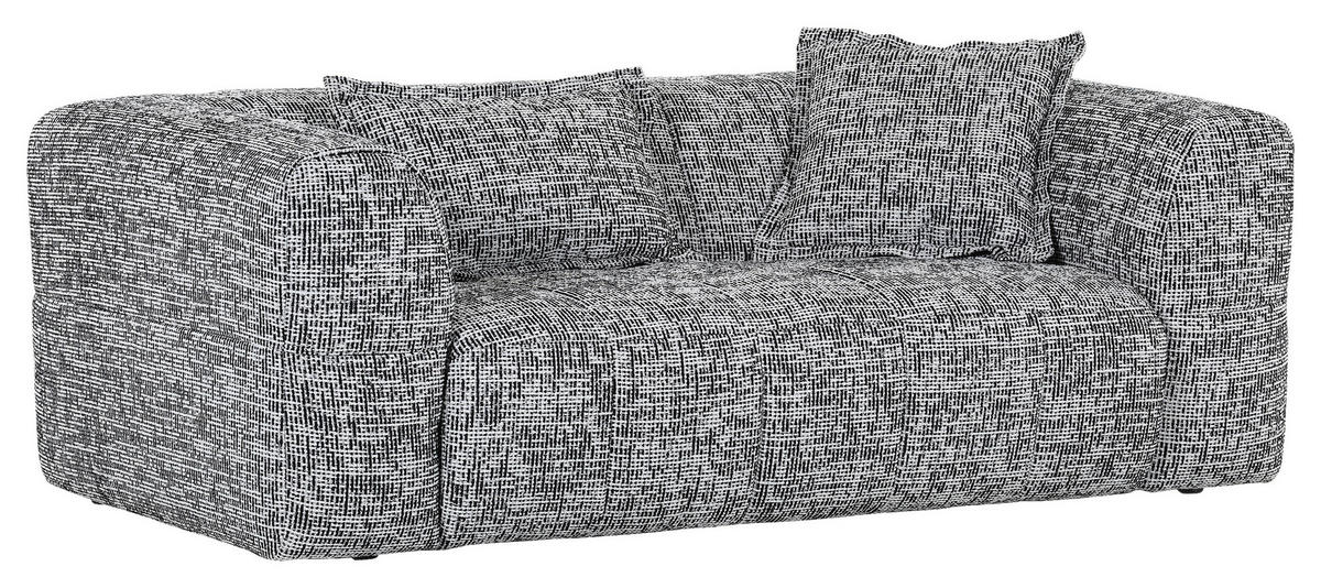 3-SITZER-SOFA in Chenille Grau, Schwarz, Weiss  - Weiss/Schwarz, Design, Kunststoff/Textil (205/70/109cm)