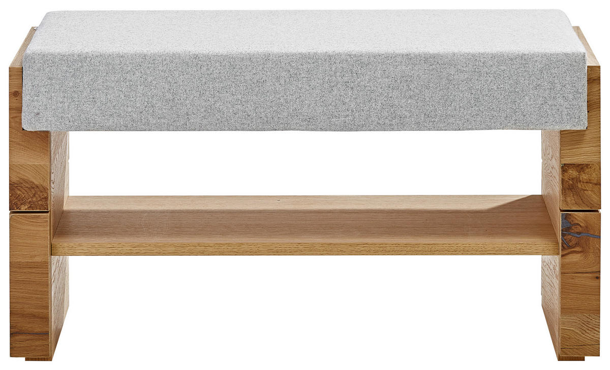 GARDEROBENBANK 91/49/40 cm  - Eichefarben/Grau, Design, Naturmaterialien/Holz (91/49/40cm) - Voglauer