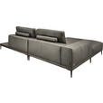 ECKSOFA  in Echtleder Grau  201/304 cm  - Schwarz/Grau, Design, Leder/Metall (201/304cm) - Belluti