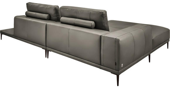 ECKSOFA  in Echtleder Grau  201/304 cm  - Schwarz/Grau, Design, Leder/Metall (201/304cm) - Belluti