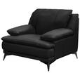 SESSEL in Echtleder Schwarz  - Schwarz, Design, Leder/Metall (115/92/98cm) - Novel