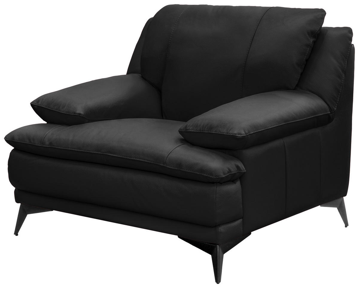 SESSEL in Echtleder Schwarz  - Schwarz, Design, Leder/Metall (115/92/98cm) - Novel