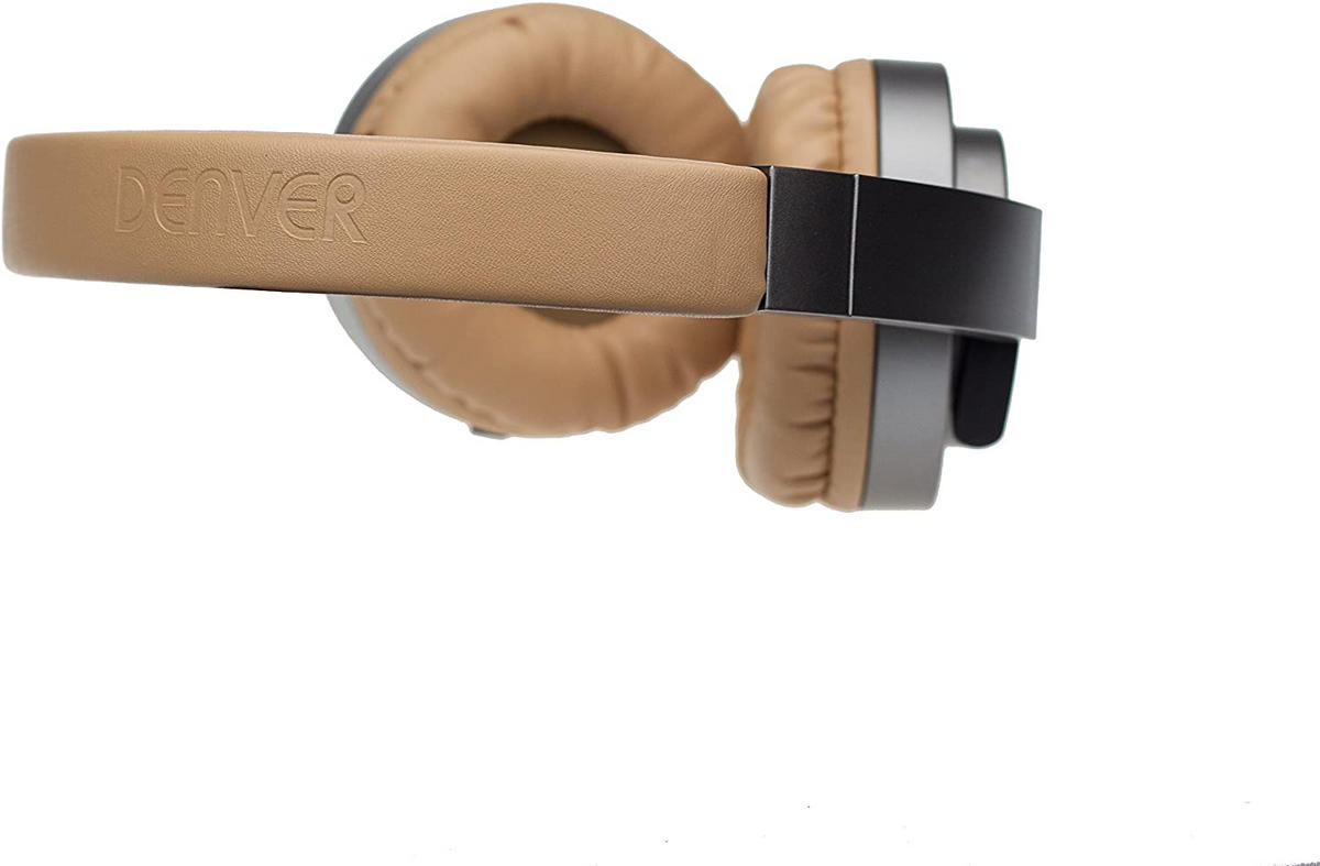 BLUETOOTH-KOPFHÖRER MIT MIKRO - Chromfarben/Beige, Design, Leder/Kunststoff (17/19,5cm)