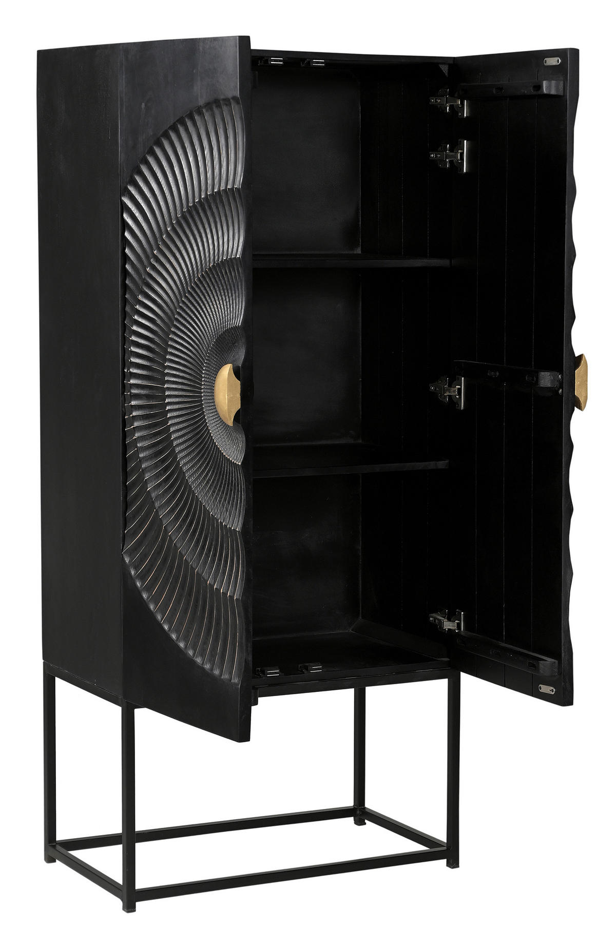 SCHRANK - Goldfarben/Schwarz, Design, Holz/Metall (75/160/39cm) - MID.YOU