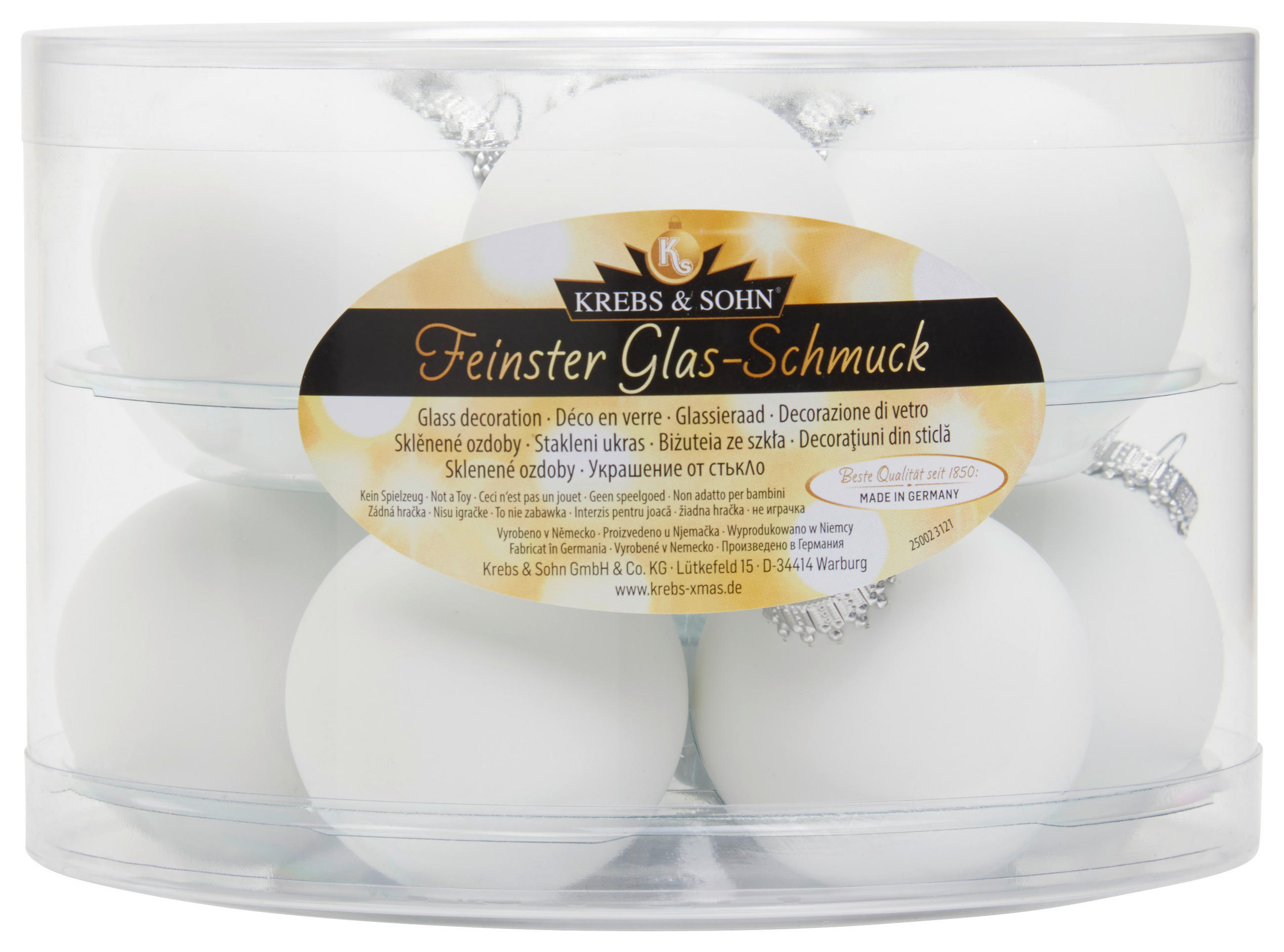 CHRISTBAUMKUGEL-SET 6 cm 12-teilig  - Weiß, KONVENTIONELL, Glas (6cm)