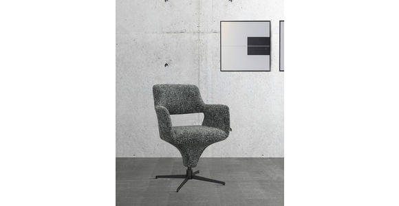 ARMLEHNSTUHL  Stoffauswahl, Sitzfläche 360° drehbar, automatische Rückholfunktion Mikrofaser  - Schwarz/Grau, Design, Textil/Metall (61/84/63cm) - Novel