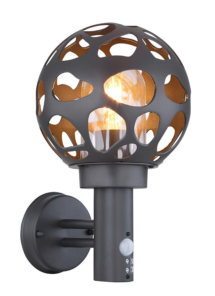 AUSSENWANDLEUCHTE - Klar/Anthrazit, Design, Kunststoff/Metall (20/22,5/32,7cm) - Globo