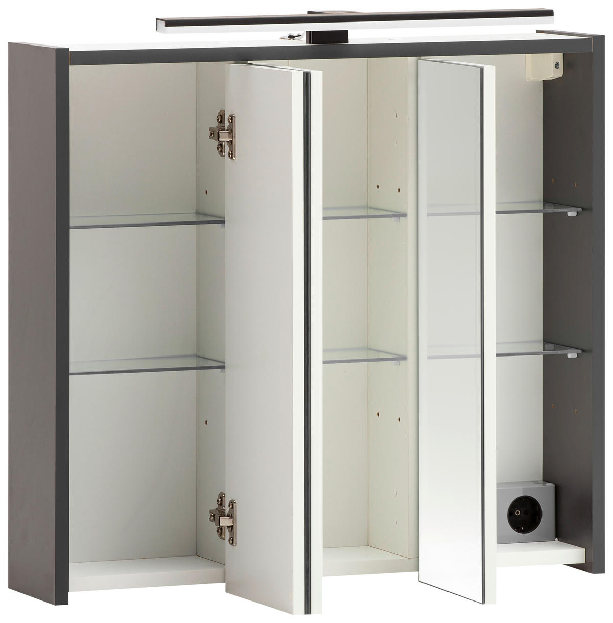 SPIEGELSCHRANK 65/62,7/16 cm  - Anthrazit, MODERN, Glas/Holzwerkstoff (65/62,7/16cm) - Stylife